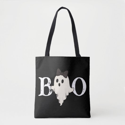 Schattigee Halloween Canvas tas - "Boo" Ghost met  (Voorkant)