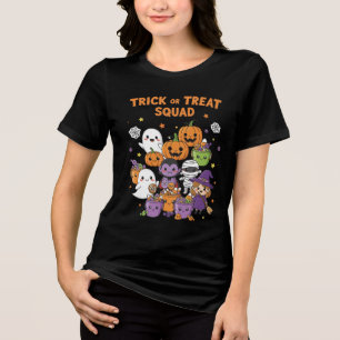 Schattigee Halloween Cartoon Snoep emmers   Kawaii Tri-Blend Shirt