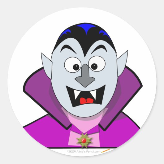 Schattigee Halloween Cartoon Vampier Ronde Sticker (Voorkant)