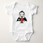 Schattigee Halloween Cartoon Vampire in het rood Romper (Voorkant)