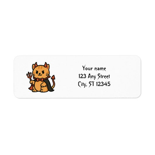 Schattigee Halloween Cat Devil Etiket (Voorkant)