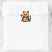 Schattigee Halloween Cat Devil Vierkante Sticker (Tas)
