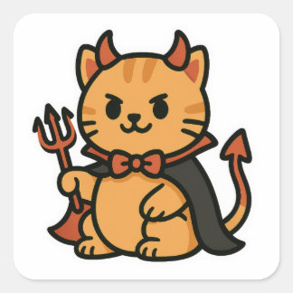 Schattigee Halloween Cat Devil Vierkante Sticker
