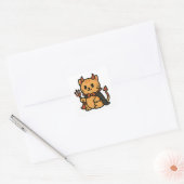 Schattigee Halloween Cat Devil Vierkante Sticker (Envelop)