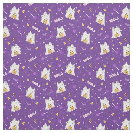 Schattigee Halloween Cat Ghost Fabric Stof (Swatch)