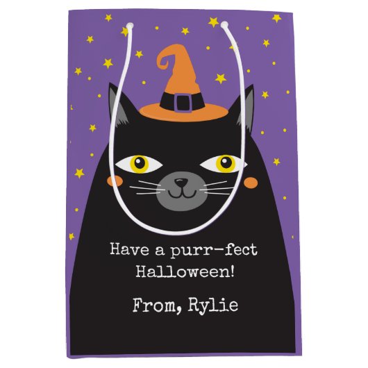 Schattigee Halloween Cat Gift Bag Medium Cadeauzakje (Voorkant)