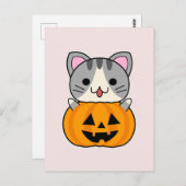 Schattigee Halloween Cat in Jack o Lantern Briefkaart (Voorkant / Achterkant)