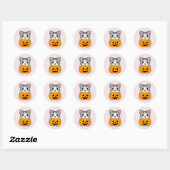 Schattigee Halloween Cat in Jack o Lantern Ronde Sticker (Vel)