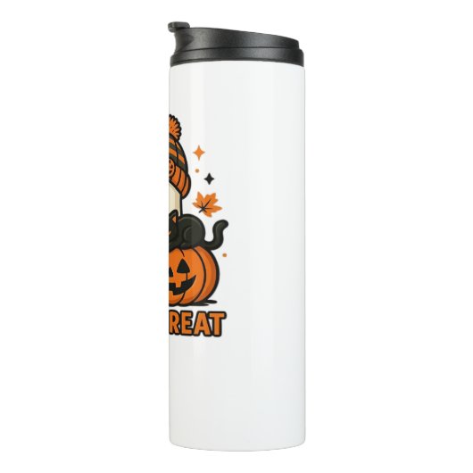 Schattigee Halloween Cat in pompoenkostuum Classic Thermosbeker (Geroteerd rechts)