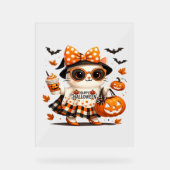 Schattigee Halloween Cat – Kawaii Witch Kat met Pu Acryl Bord (Voorkant)
