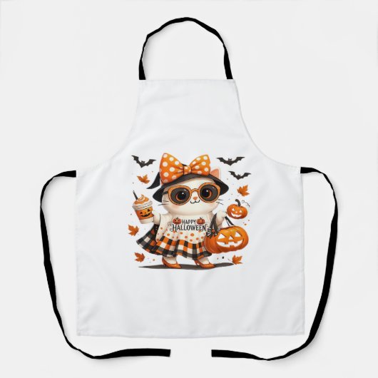 Schattigee Halloween Cat – Kawaii Witch Kat met Pu Schort (Voorkant)