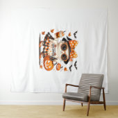 Schattigee Halloween Cat – Kawaii Witch Kat met Pu Wandkleed (In Situ (horizontaal))