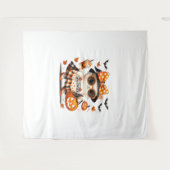 Schattigee Halloween Cat – Kawaii Witch Kat met Pu Wandkleed (Voorkant (horizontaal))