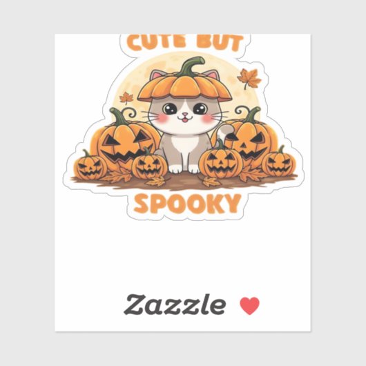 Schattigee Halloween Cat met pompoenen � Kawaii Sp Sticker (Vel)