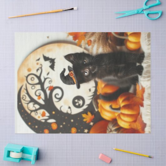 Schattigee Halloween Cat Moon pompoen Tissuepapier (Craft)