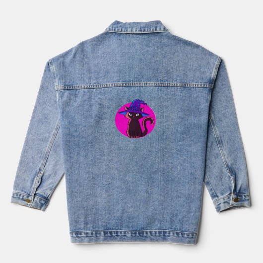 Schattigee Halloween Cat Oversized T-shirt Denim Jacket (Achterkant)