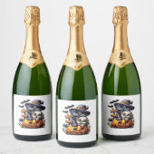 Schattigee Halloween Cat Sticker - Heksengel Pet, (Flessen)