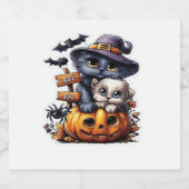 Schattigee Halloween Cat Sticker - Heksengel Pet, (Enkel label)