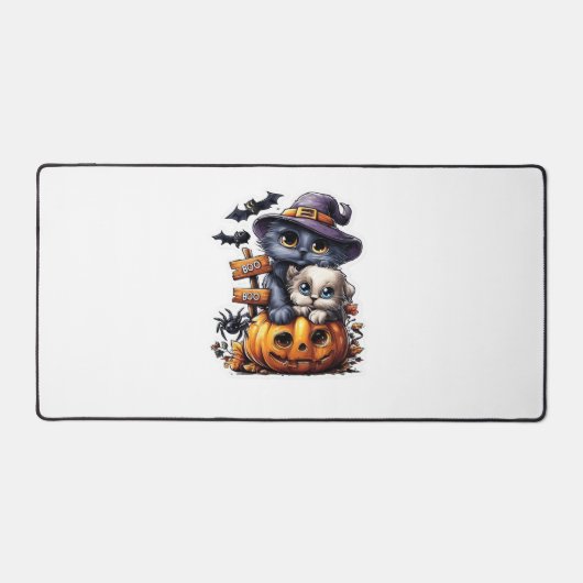 Schattigee Halloween Cat Sticker - Heksengel Pet, Bureaumat (Voorkant)