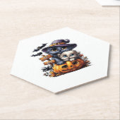 Schattigee Halloween Cat Sticker - Heksengel Pet,  Kartonnen Onderzetters (Schuin)