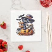 Schattigee Halloween Cat Sticker - Heksengel Pet,  Servet (Insitu)