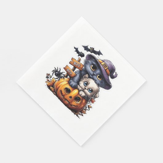 Schattigee Halloween Cat Sticker - Heksengel Pet,  Servet (Hoek)