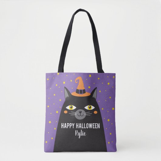 Schattigee Halloween Cat Trick or treat canvas tas (Voorkant)