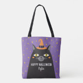 Schattigee Halloween Cat Trick or treat canvas tas (Achterkant)