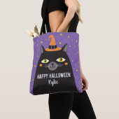 Schattigee Halloween Cat Trick or treat canvas tas (Dichtbij)