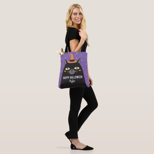 Schattigee Halloween Cat Trick or treat canvas tas (Op model)