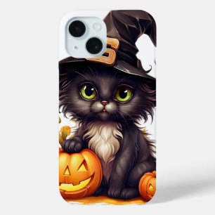 Schattigee Halloween Cat Witch op Pumpkin Herfst S iPhone 15 Case