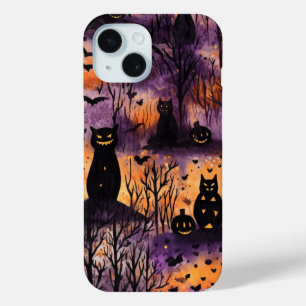 Schattigee Halloween Cat Witch op Pumpkin Herfst S iPhone 15 Case