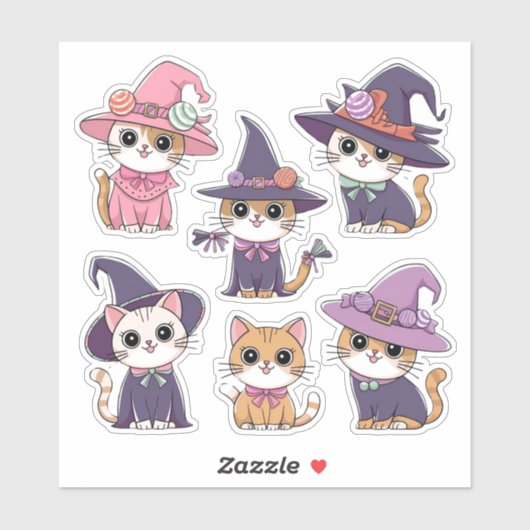 Schattigee Halloween Cat Witches Sticker Sheet (Vel)