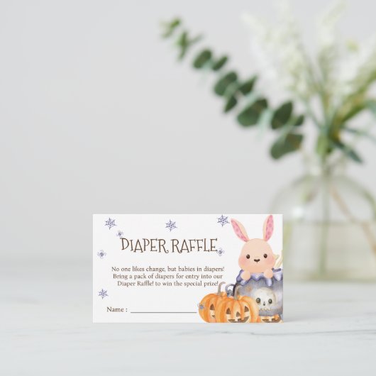 Schattigee Halloween Cauldron Luier Raffle Baby sh Informatiekaartje (Staand voorkant)