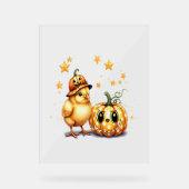 Schattigee Halloween Chick Pumpkin Acryl Bord (Voorkant)