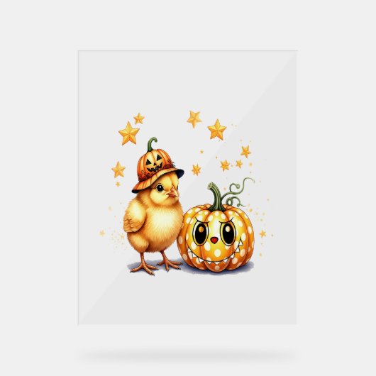 Schattigee Halloween Chick Pumpkin Acryl Bord (Voorkant)