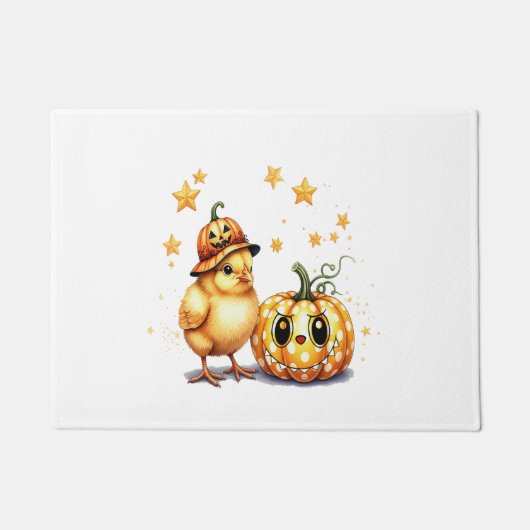 Schattigee Halloween Chick Pumpkin Deurmat (Voorkant)