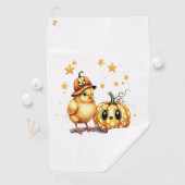 Schattigee Halloween Chick Pumpkin Golfhanddoek (Insitu)