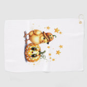 Schattigee Halloween Chick Pumpkin Golfhanddoek (Horizontaal)