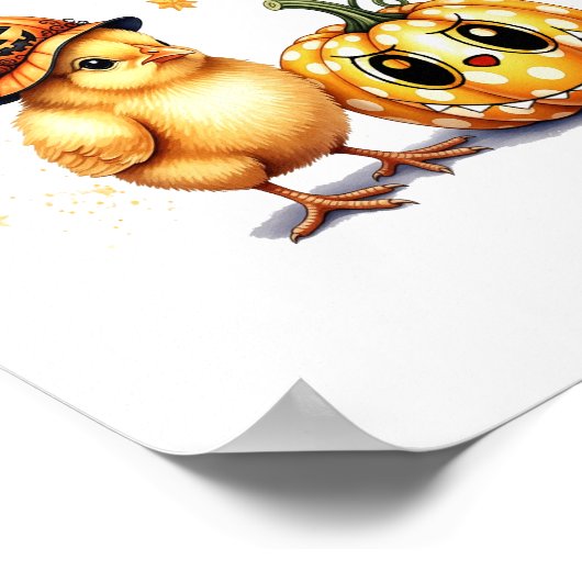 Schattigee Halloween Chick Pumpkin Poster (Hoek)