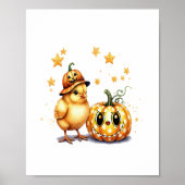 Schattigee Halloween Chick Pumpkin Poster (Voorkant)