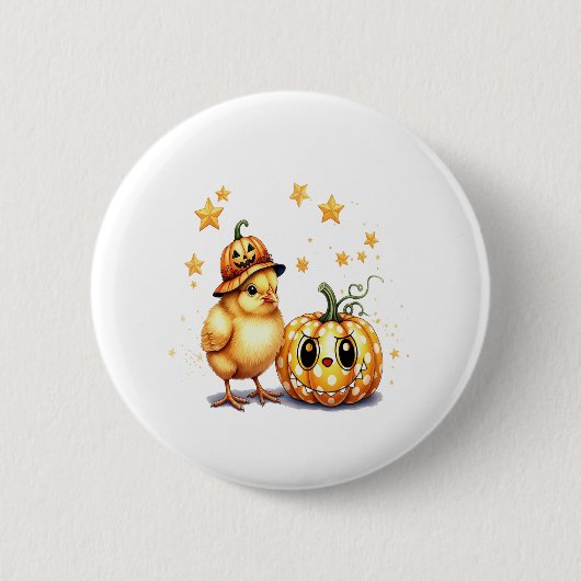 Schattigee Halloween Chick Pumpkin Ronde Button 5,7 Cm (Voorkant)