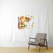 Schattigee Halloween Chick Pumpkin Wandkleed (In Situ (horizontaal))