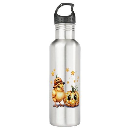 Schattigee Halloween Chick Pumpkin Waterfles (Voorkant)