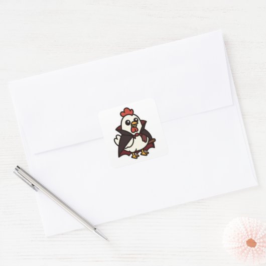 Schattigee Halloween Chicken Vampire Vierkante Sticker (Envelop)