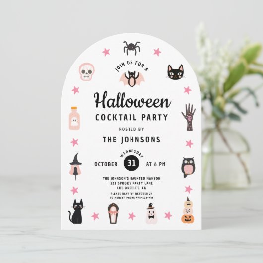 Schattigee Halloween cocktail party Kaart (Staand voorkant)
