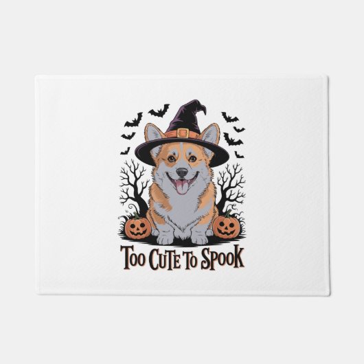 Schattigee Halloween Corgi in het Pet van de heks Deurmat (Voorkant)