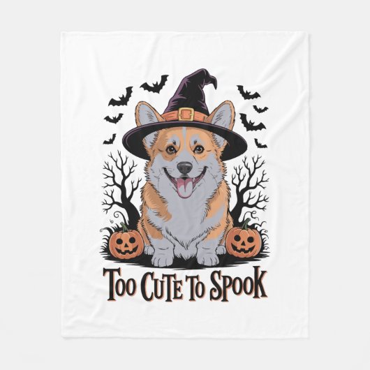 Schattigee Halloween Corgi in het Pet van de heks Fleece Deken (Voorkant)