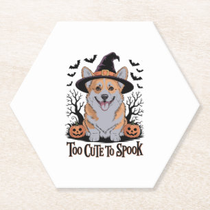 Schattigee Halloween Corgi in het Pet van de heks Kartonnen Onderzetters