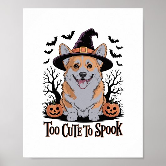 Schattigee Halloween Corgi in het Pet van de heks Poster (Voorkant)